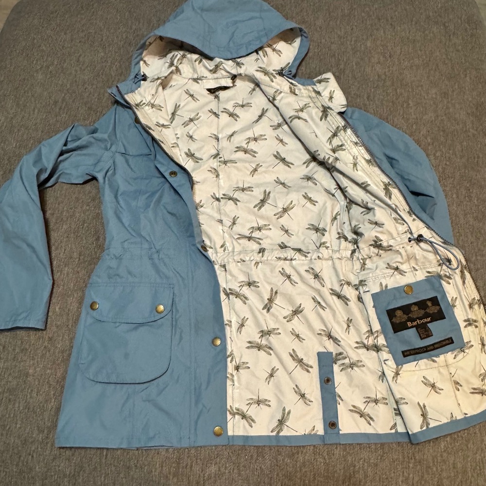 BARBOUR Waterproof Breathable Hooded Raincoat Light Blue Women's 4 $398 - Picture 2 of 12